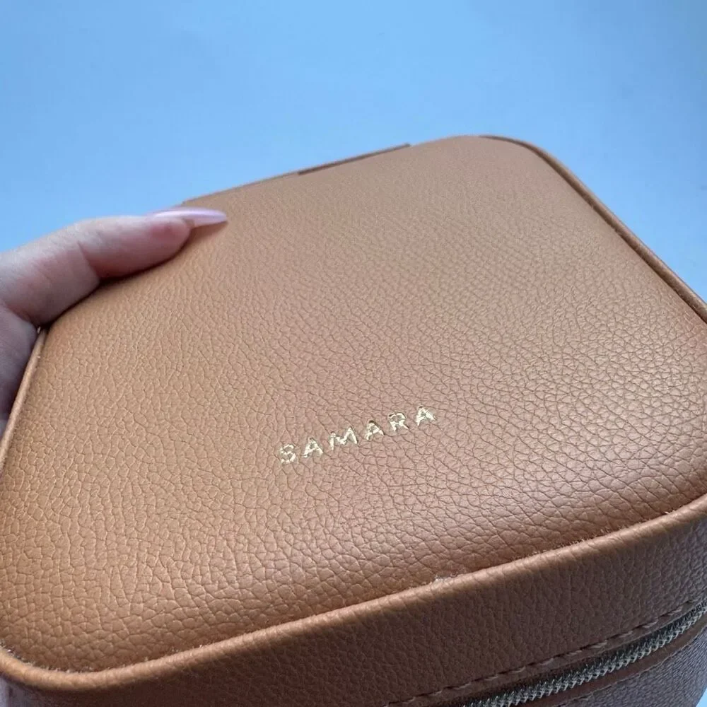 Samara Chestnut Vegan Leather Mini Organizer Portable Display Travel Jewelry Box
